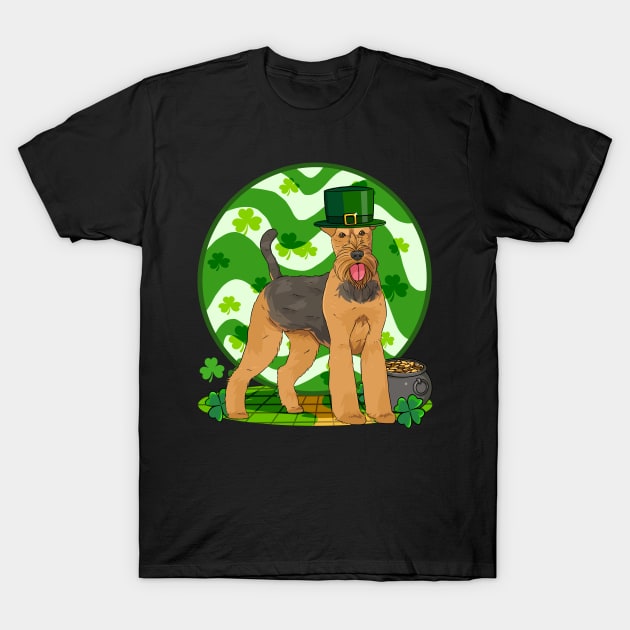 Airedale Terrier St Patricks Day Leprechaun T-Shirt by Noseking